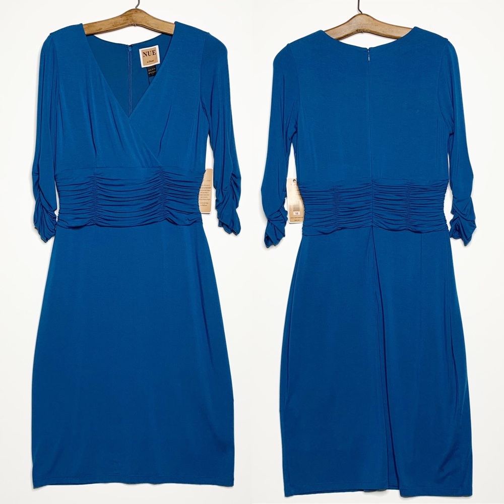 Nue by Shani Ruched Sleeved Cocktail Dress